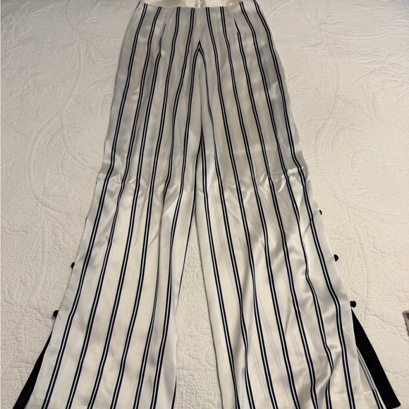 Fleur du Mal Black and White Striped Wide-Leg Pants - Picture 3 of 5